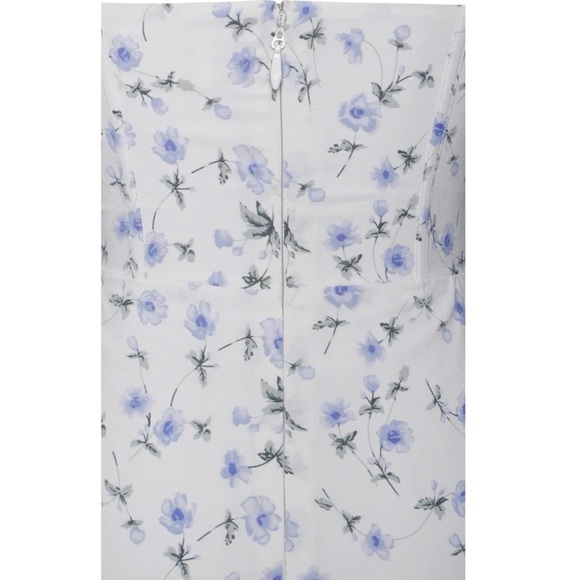 Miss circle Dresses White Floral Blue Bustier Corset Midi Dress